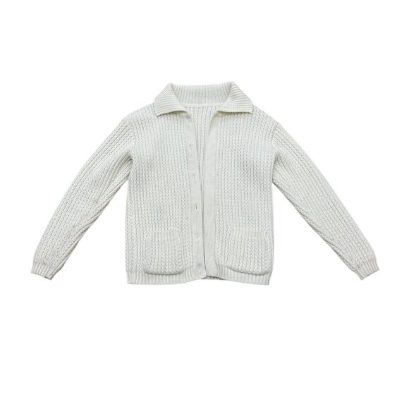 Women’s Cardigan sweater white wool y2k open closure - Picture 1 of 5